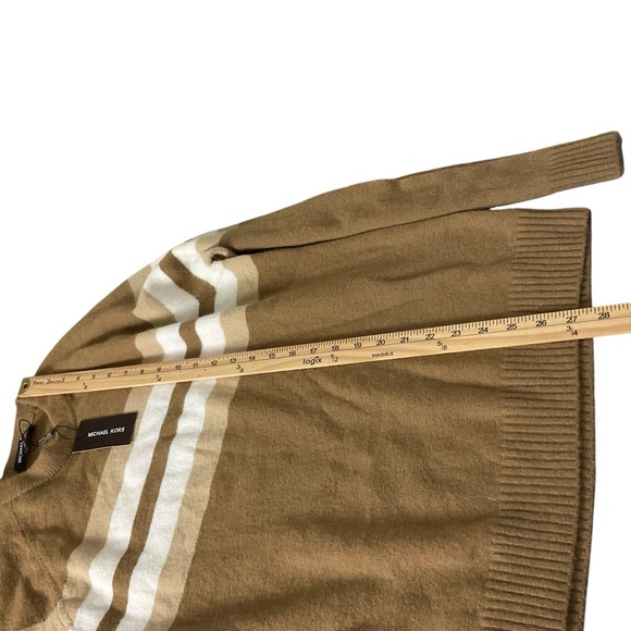 Michael Kors Tan Crewneck Sweater with Striped Pattern - Picture 4 of 7